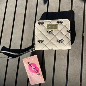 NWT LUV BETSEY Cream and Black Bow Clutch